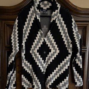 Chaps Black and Gray Zigzag Jacket
